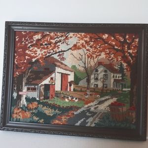 VINTAGE NEEDLEPOINT FRAMED PICTURE